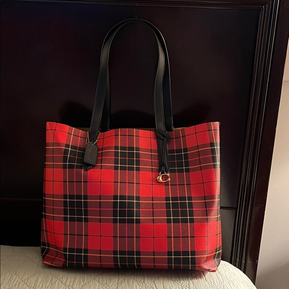 NWT COACH Tartan Plaid Tote Bag